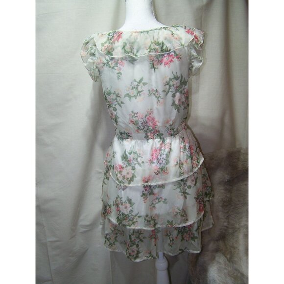 Blue Bird Dress Floral Tiered Sweet! Medium Ruffles Feminine - Picture 5 of 10